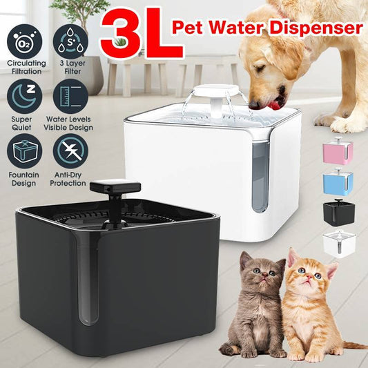Bebedero automático para perros y gatos, fuente de agua para gatos con filtración circulante de 360 grados, dispensador de agua para estanque, USB, 3L