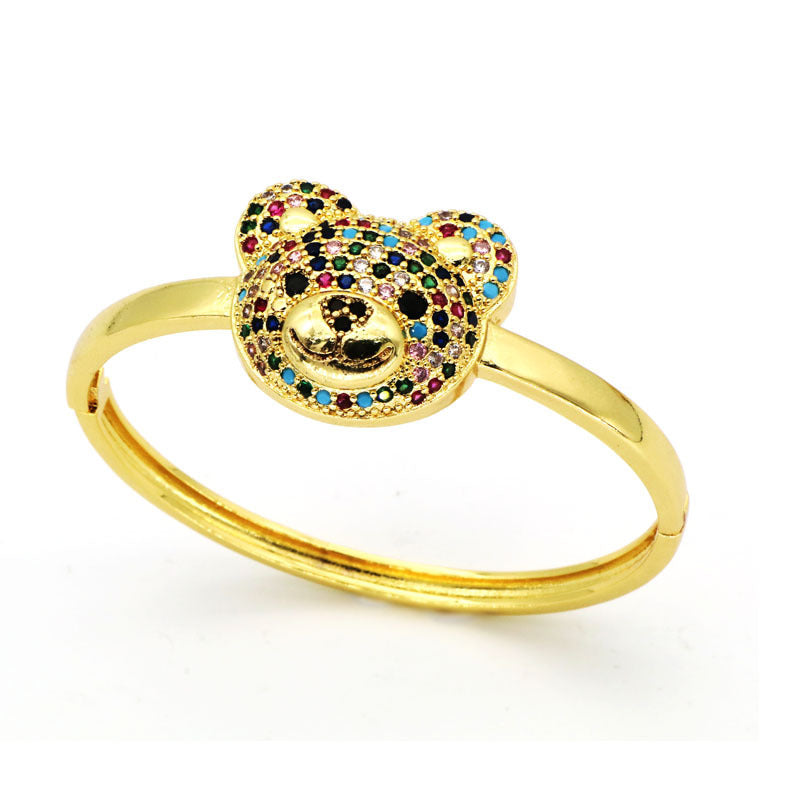 Temperament Inlaid Zircon Cute Bear Special-interest Design Animal Bracelet