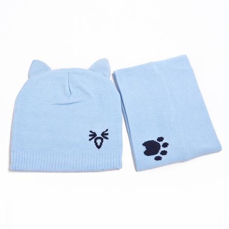 Ensemble chaud pour bébé, écharpe tricotée, protection des oreilles, chapeau pour bébé garçon et fille, bonnet d'hiver, écharpes, costumes, chat de dessin animé, nouveau-né
