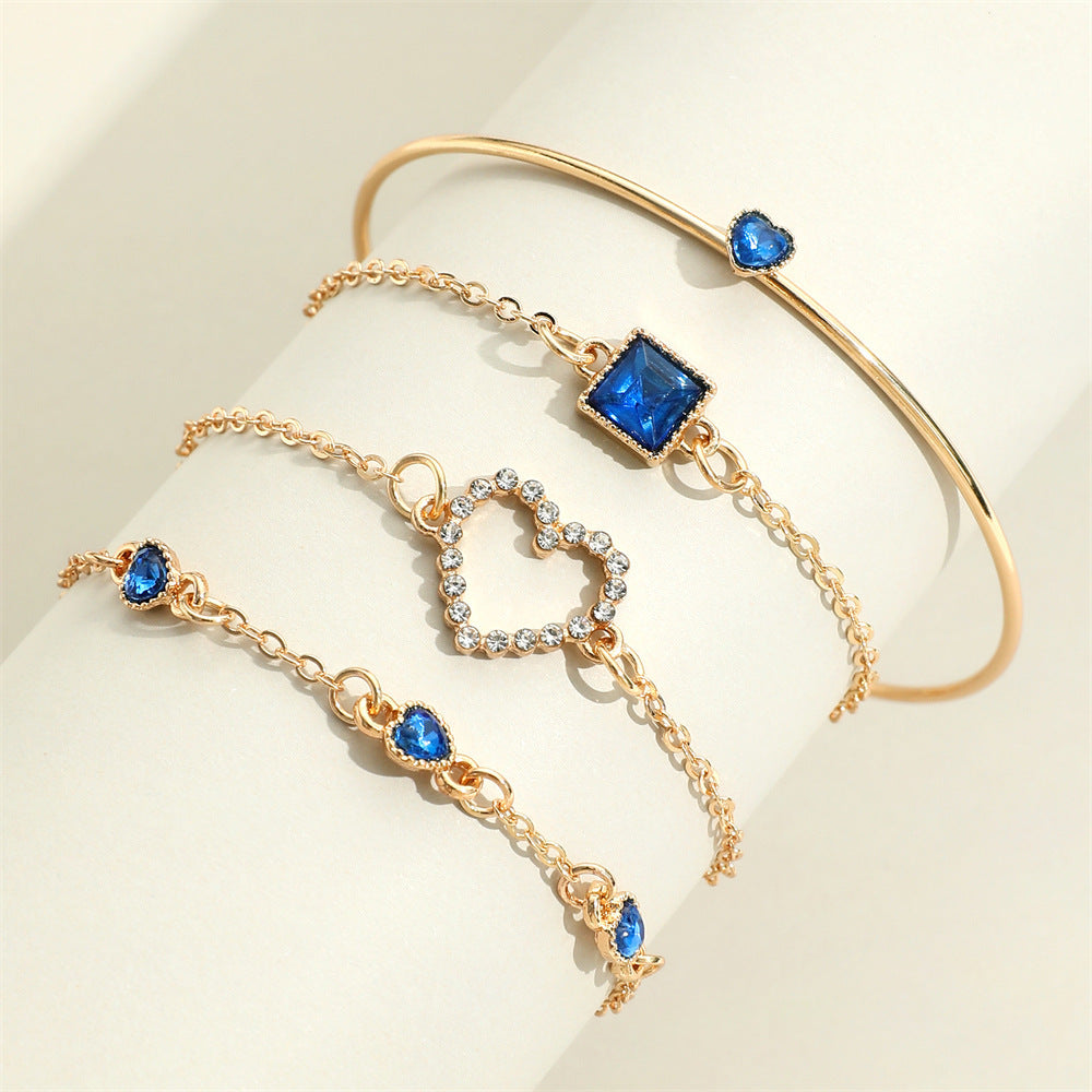 Traje de pulsera de corazón de cadena cuadrada Lvzuan con incrustaciones retro