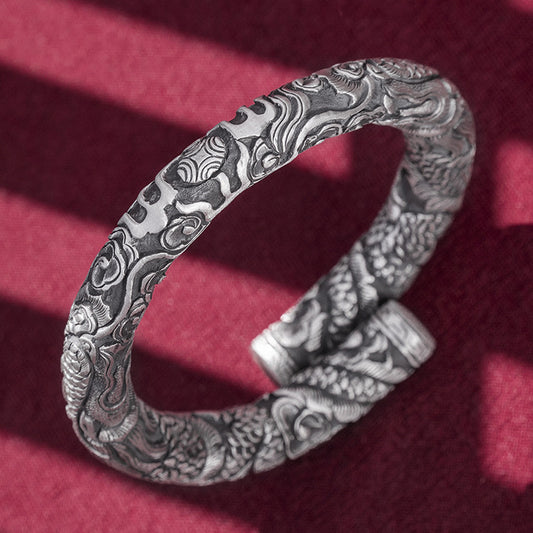 Bracelet de jeu de perles à double tête en argent pour hommes