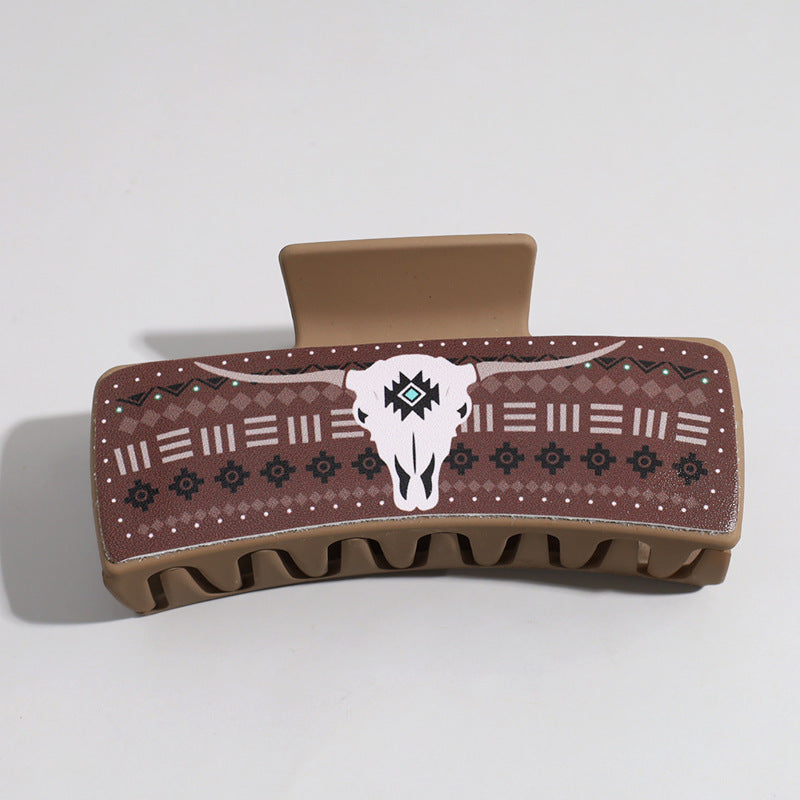 Western Denim Style Fashion Retro Printed Pu Barrettes