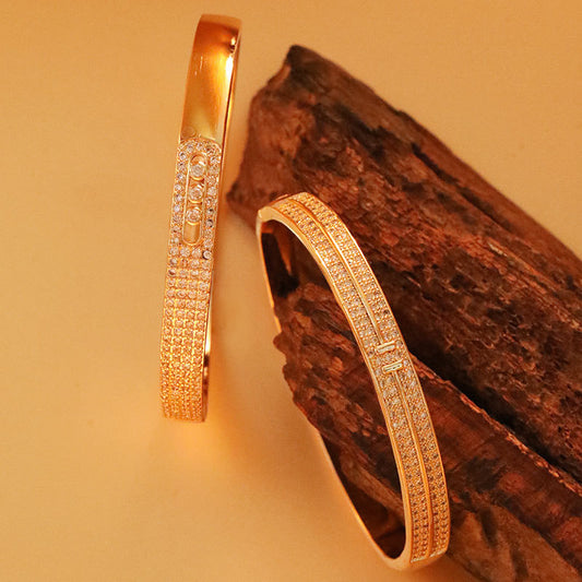 Bracelet en zirconium incrusté plaqué or, mains de personnalité simples