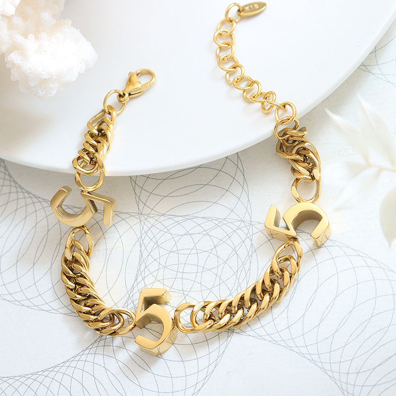 Digital Personalized Bracelet Titanium Steel Design Heavy Industry Bracelet