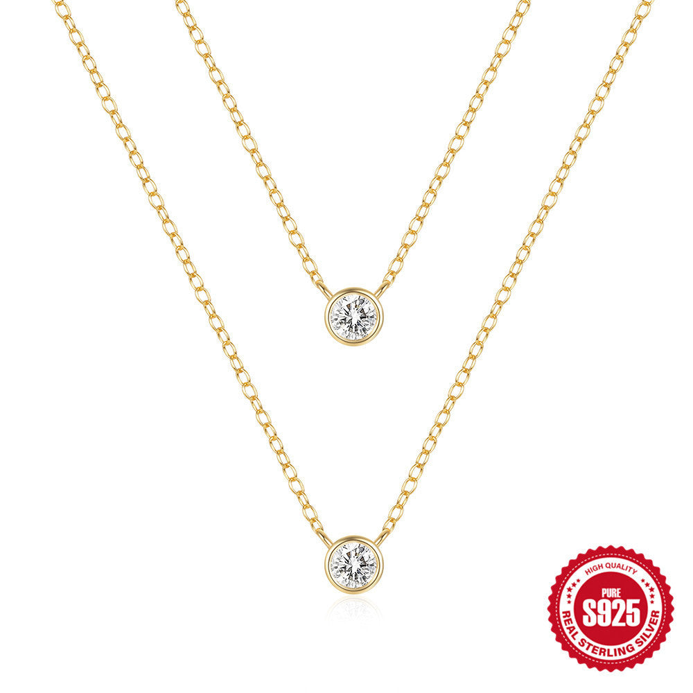 Collar de doble capa de plata de ley S925