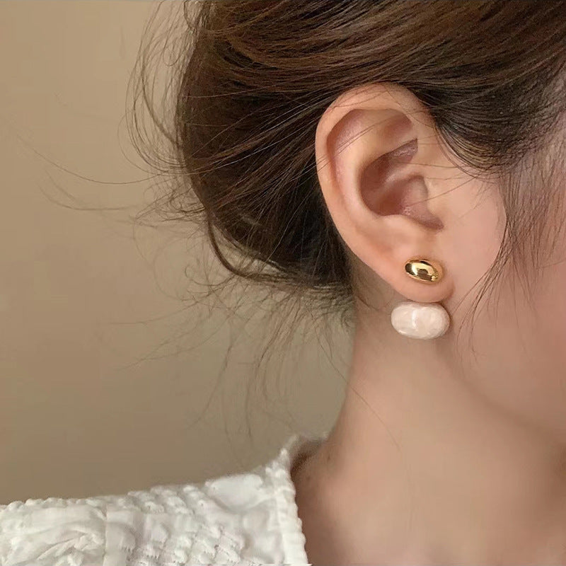 European And American Retro Affordable Luxury Fashion Drip Glazed Oval Earrings