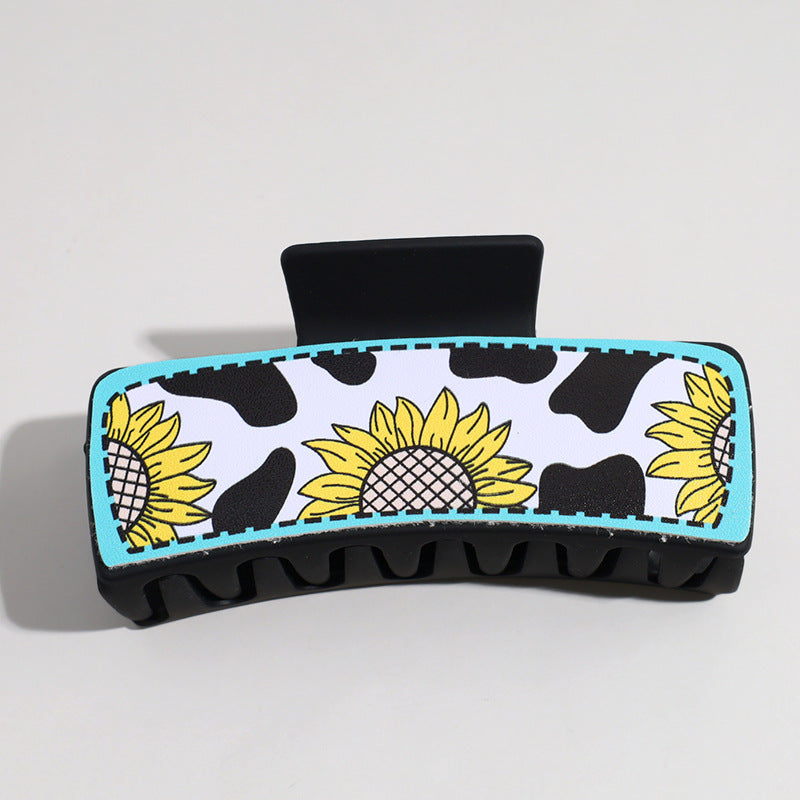 Western Denim Style Fashion Retro Printed Pu Barrettes