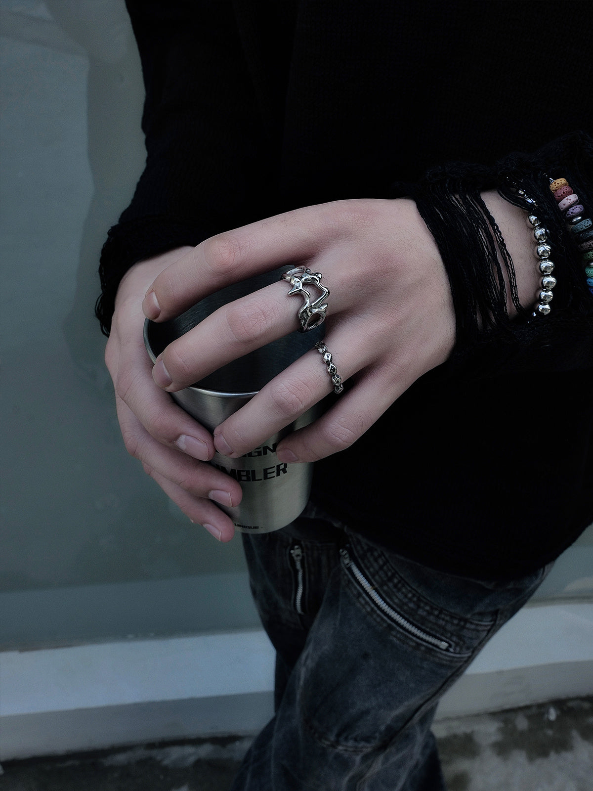 Liquid Wormhole Cold Wind Simple Bracelet Ring