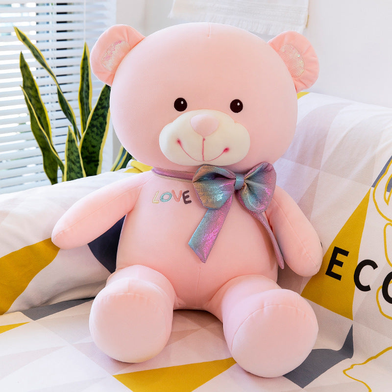 Jouet en peluche gros ours avec nœud de dessin animé