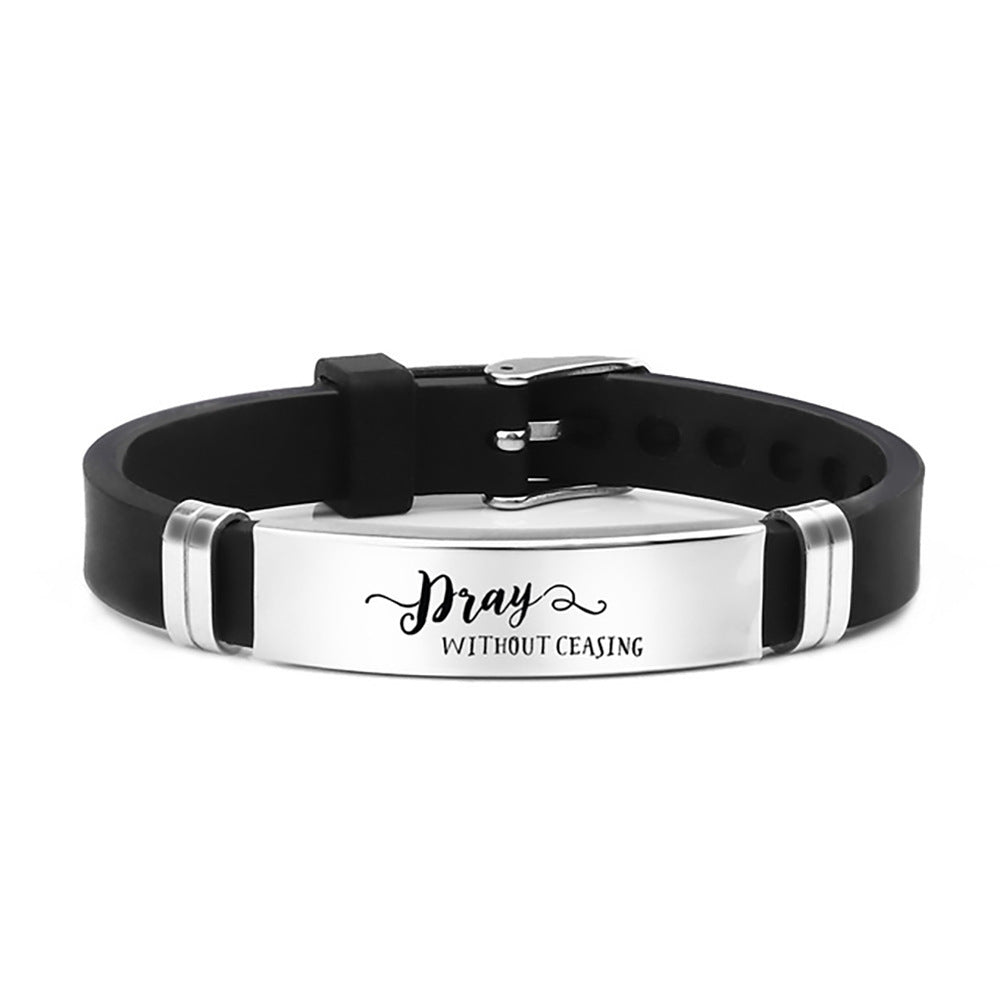 Nuevo Adorno de correa de pulsera de silicona de acero inoxidable
