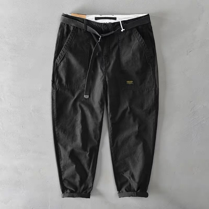 Autumn Men's Casual Washed Overalls Retro Loose Trousers