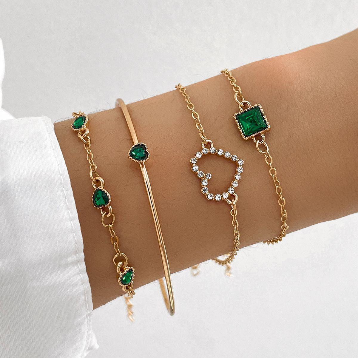 Bracelet de pierres précieuses carrées de luxe léger pour femme, entièrement bijou, cœur aimant, cœur de pêche