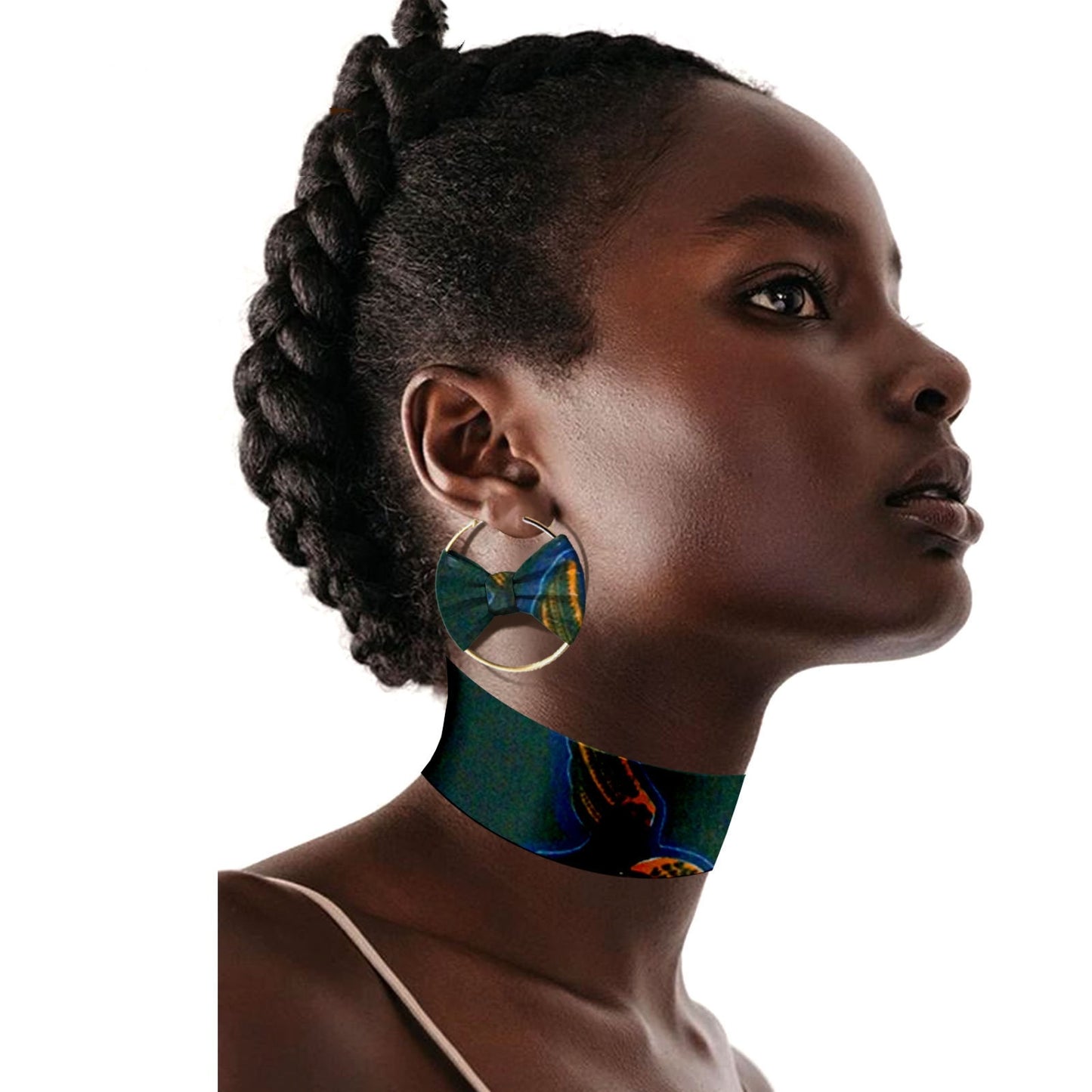 African Ethnic Print Batik Handicraft Necklace Collar Plus Earrings