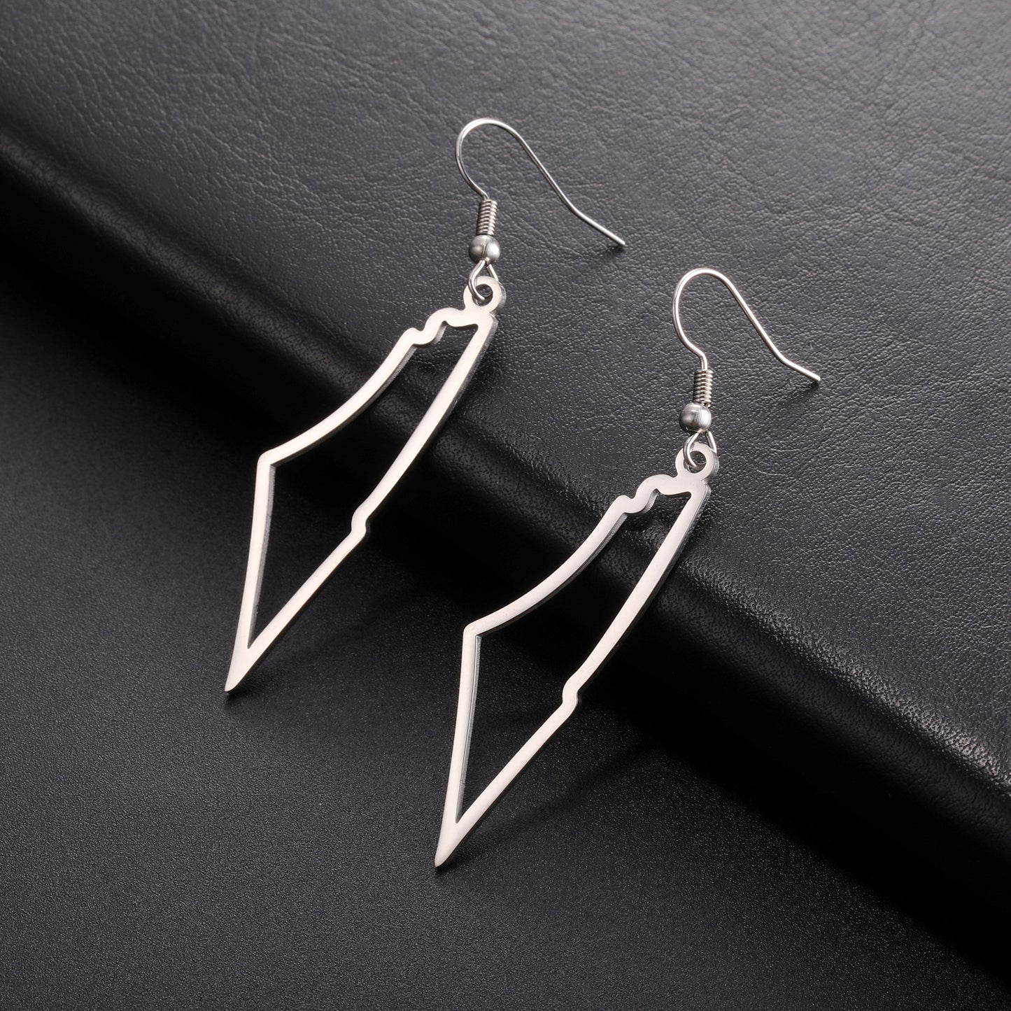 Titanium Steel Earrings Hollow Irregular Hollow Mountain Earrings