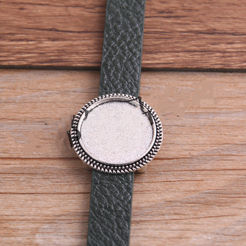 Simple Fashion Bracelet PU Leather Alloy Base Support Buckle 18mm DIY Bracelet