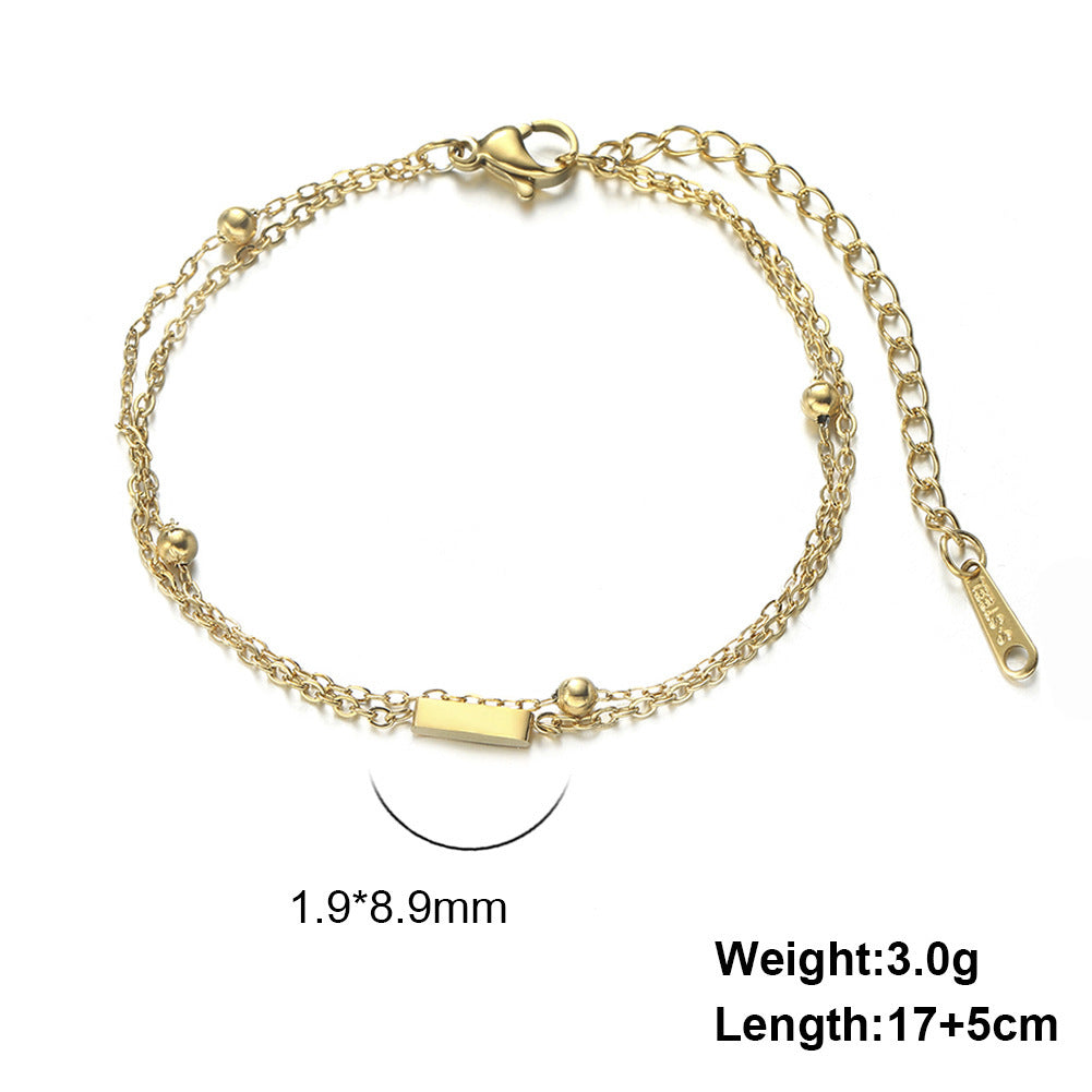 Cut Titanium Steel Double-layer Chain 26 Letters Pendant Bracelet