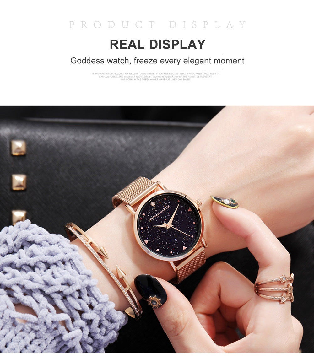 Montre à quartz simple étoilée étanche pour femme