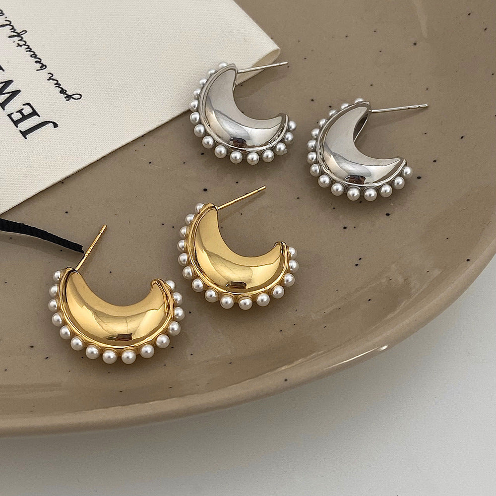 Boucles d'oreilles rétro élégantes et assorties avec petites perles pour femmes, à la mode