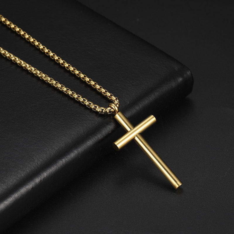 Simple All-match Cross Pendant Nordic Diy Titanium Steel Necklace