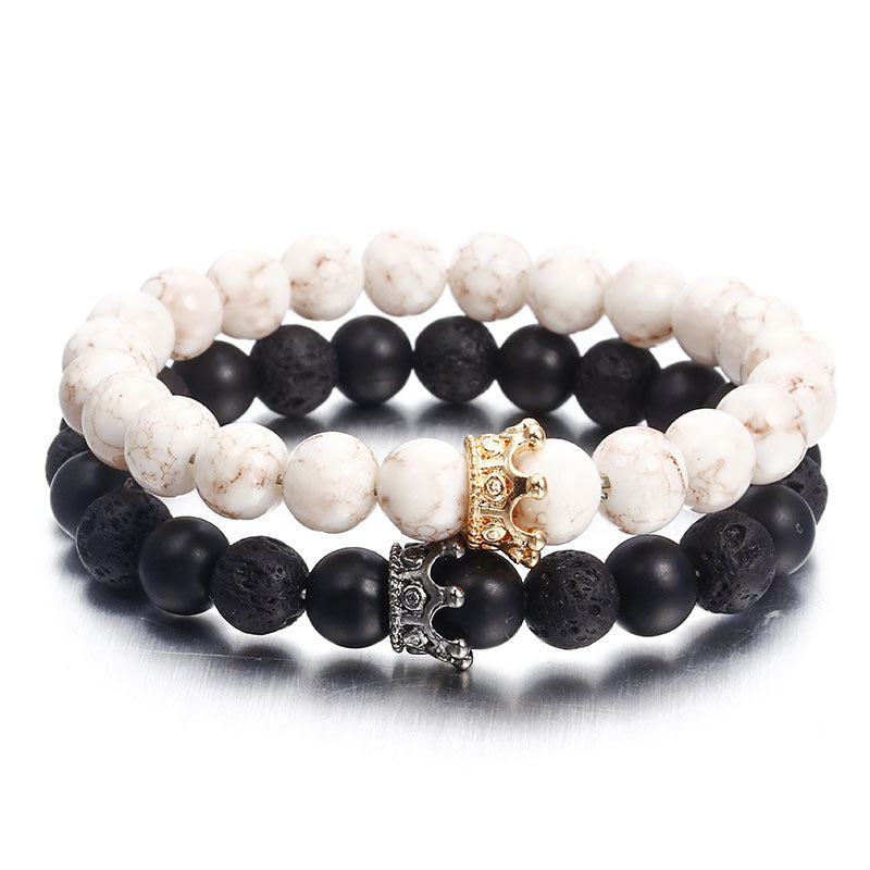 Bracelet en pierre volcanique d'agate naturelle