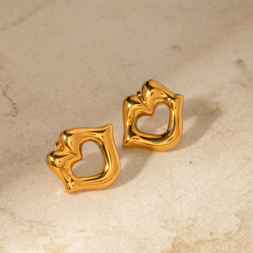 INS New 18K Gold Stainless Steel Lip Stud Earrings