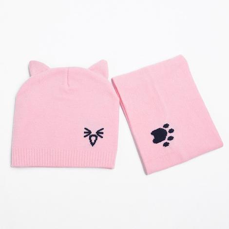 Ensemble chaud pour bébé, écharpe tricotée, protection des oreilles, chapeau pour bébé garçon et fille, bonnet d'hiver, écharpes, costumes, chat de dessin animé, nouveau-né