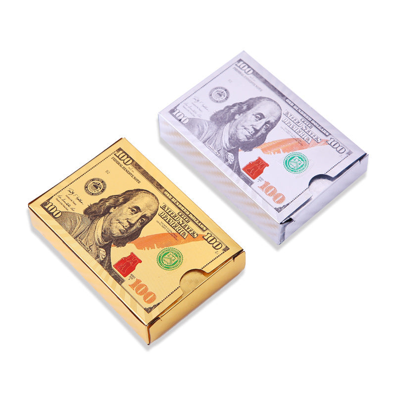 1 Set Golden Playing Cards Deck gold foil poker set Magic ca