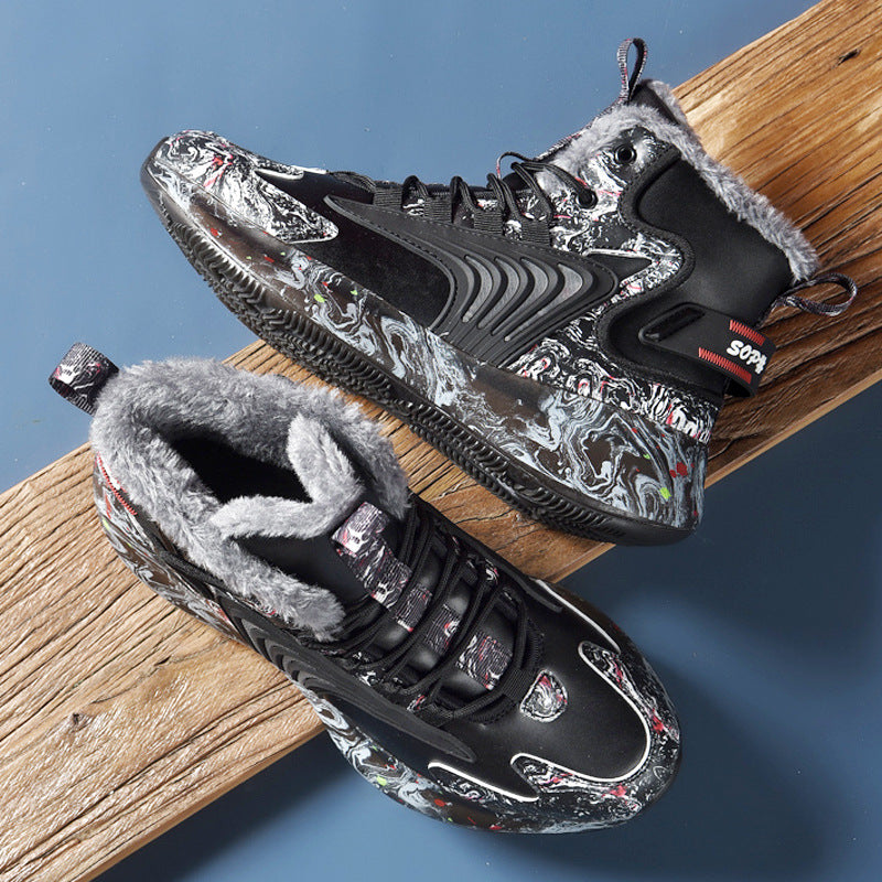 Chaussures de basket-ball en coton peluche pour hommes de haute saison