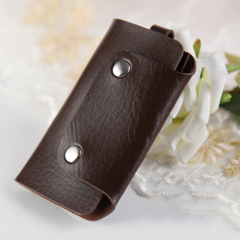 Color button leather key case