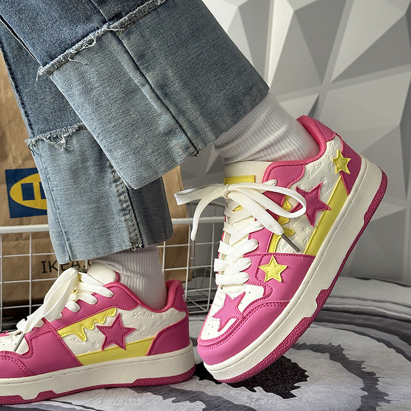 Chaussures de sport légères et tendance, Style hongkongais, couleur contrastée, rétro, étoile à cinq branches, été
