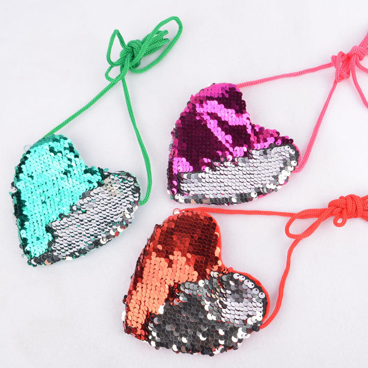 Bolso con cordón con lentejuelas love monederos para niños