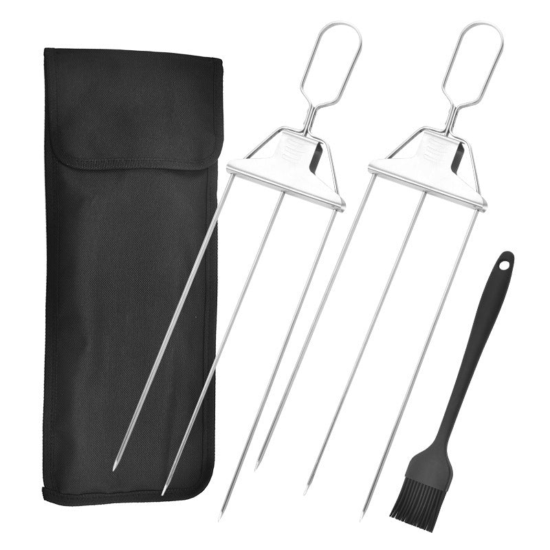 Agujas para brocheta de 3 puntas, tenedores de 3 vías para Kebab, tenedor para parrilla de barbacoa de acero inoxidable, barbacoa doméstica antiadherente
