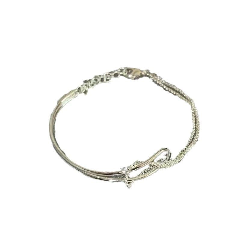 Simple High-grade Knotted Double-layer Half Bracelet For Women