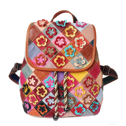 Costura rombo retro bolso de mujer mochila de cuero mochila