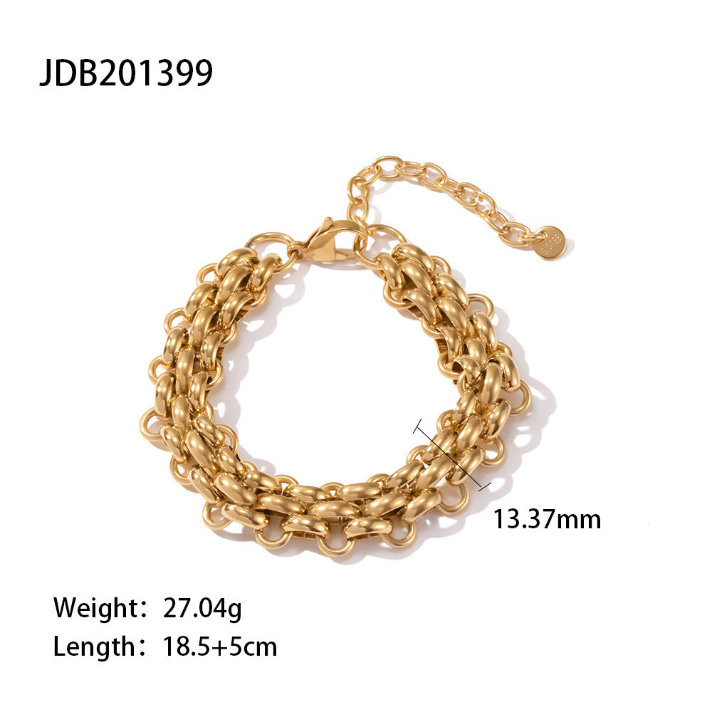 Bracelet pour femme à chaîne géométrique en acier titane et or 18 carats