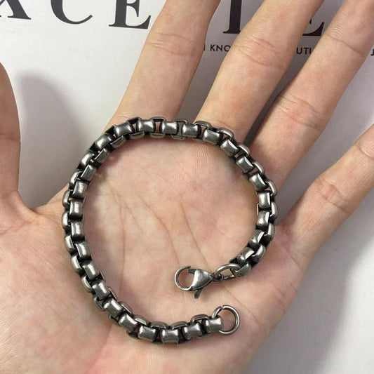 Bracelet pour homme avec perles carrées vieillies et vintage, ne se décolore pas