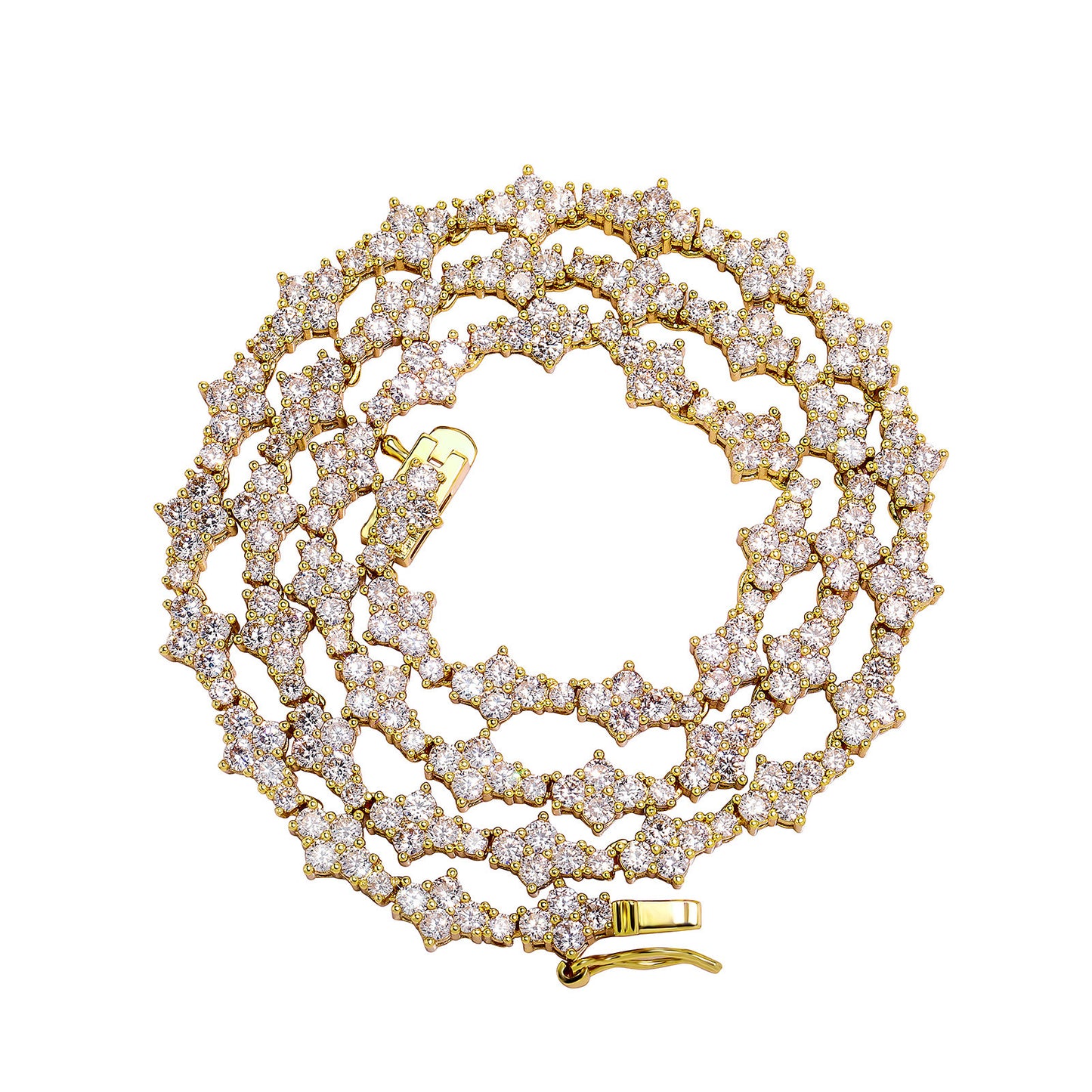 Tennis Bracelet Necklace Flower Shape Mixed Setting