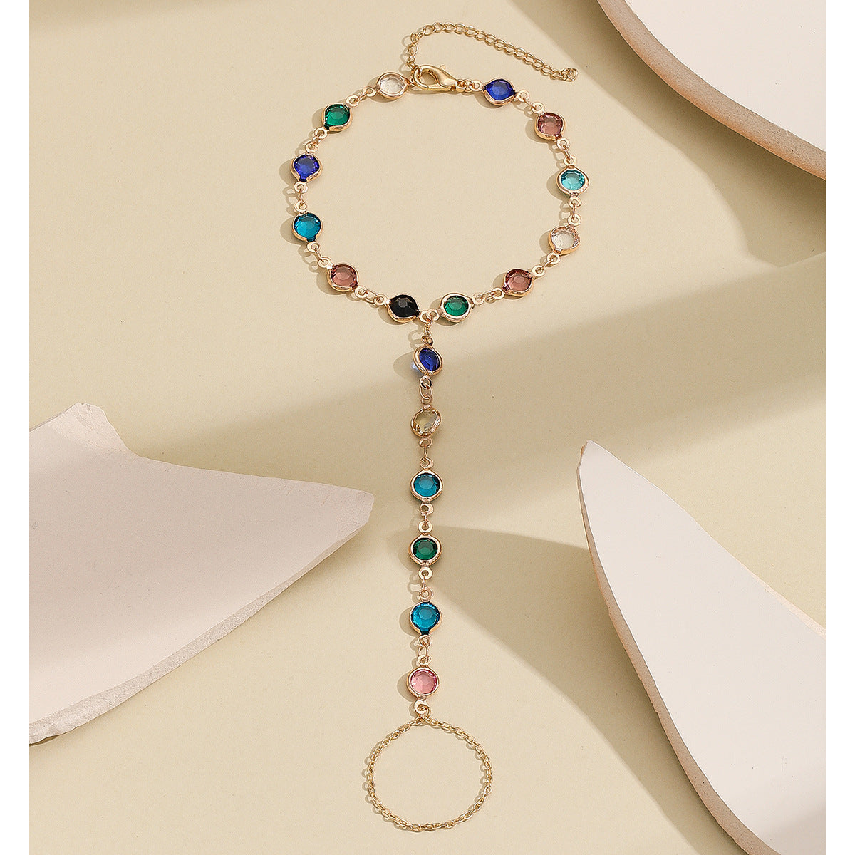 Bracelet chaîne en cristal coloré de style bohème