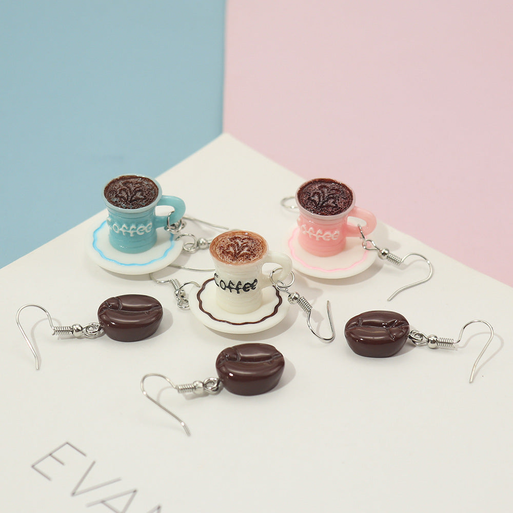 Creative Candy Toy Three-dimensional Coffee Earrings Simulation Exaggerated Funny