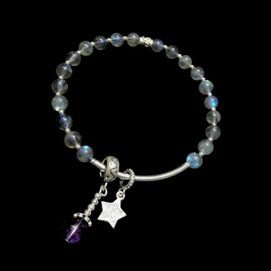Bracelet allongé au clair de lune à la chaux, bijoux naturels