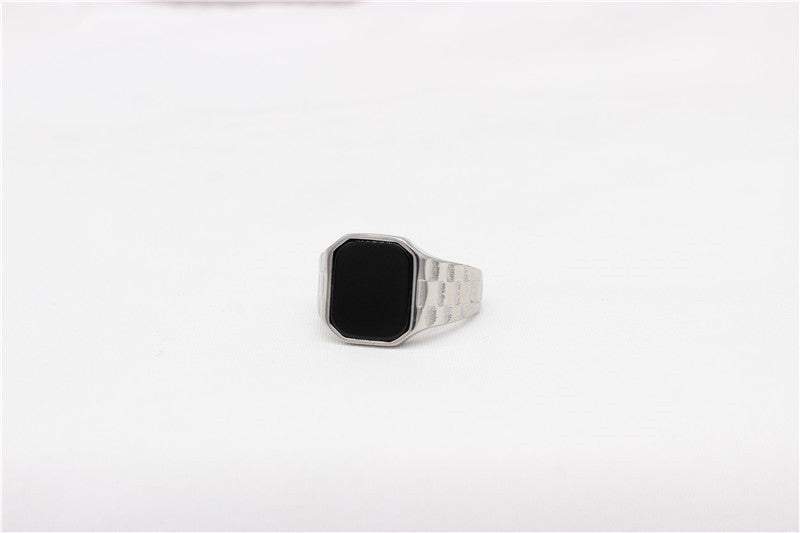 Fashion Simple Men's Gem Titanium Steel Ring