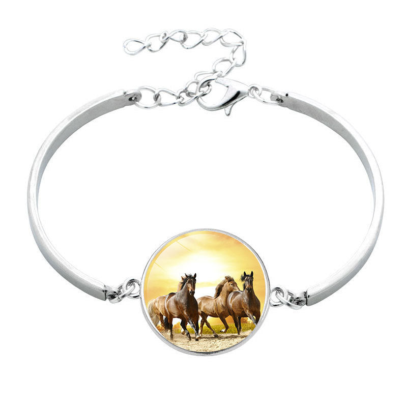 Animal Horse Glass Time Stone Bracelet
