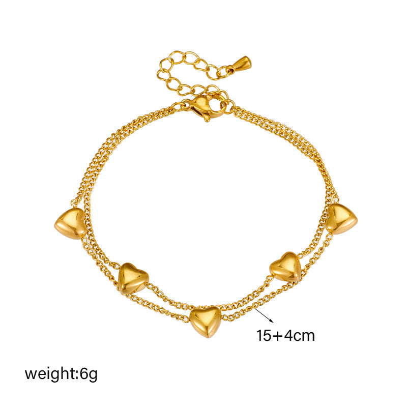 Design A Double Layer Chain Love Minimalist Titanium Steel Bracelet