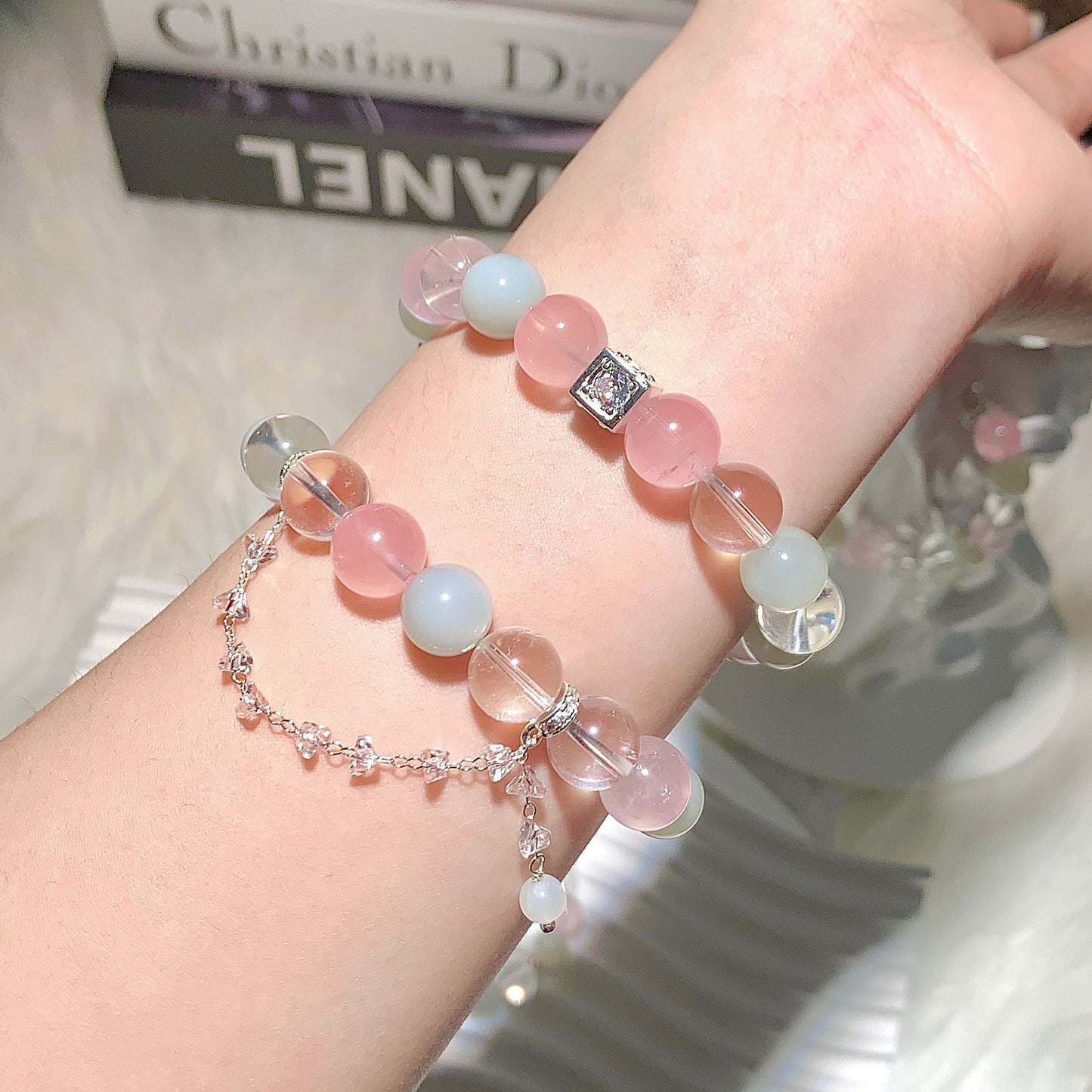 Bracelet en cristal naturel, ornement de Bracelet à pompon DIY