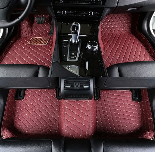 Tapis de voiture avec anneau en fil de cuir diamant résistant à l'usure