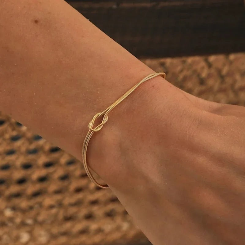 Collier chaîne serpent en acier inoxydable pour la saint-valentin, Bracelet noué à la main
