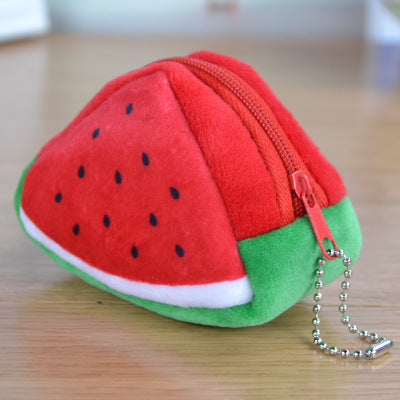 Cadeau créatif pour la journée des enfants, portefeuille en peluche solide Triangle Fruit zéro, sac à monnaie, sac à clés, sangle