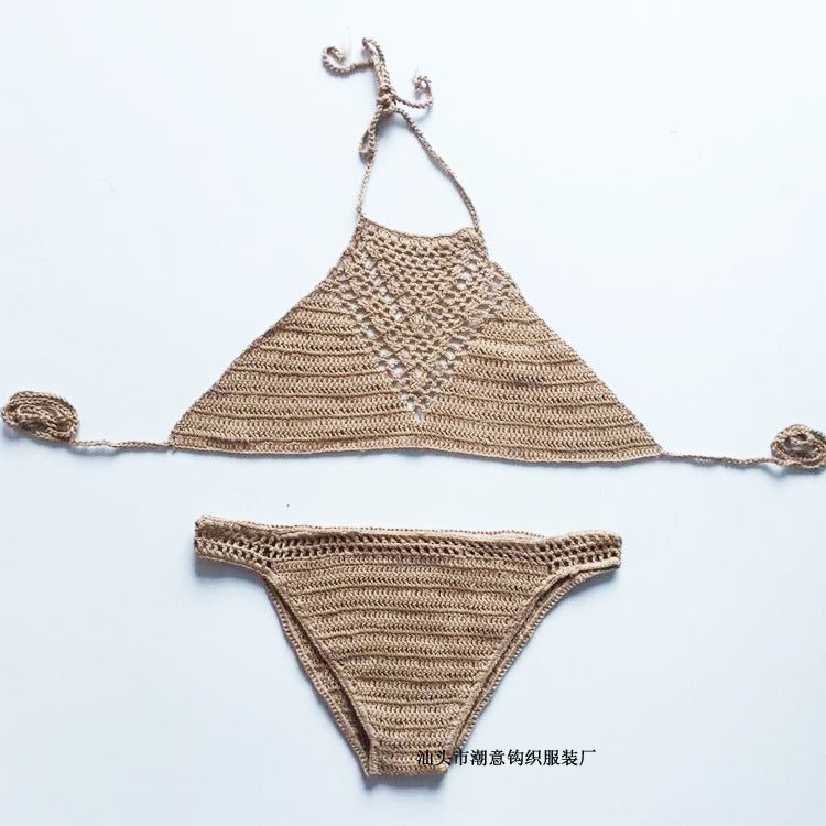 Europe explosion crochet tissé à la main costume sexy bikinis plage bikinis soutien-gorge maillot de bain