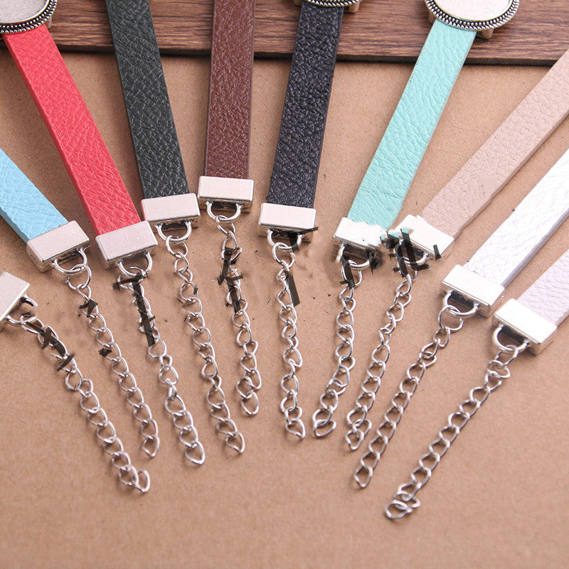 Simple Fashion Bracelet PU Leather Alloy Base Support Buckle 18mm DIY Bracelet