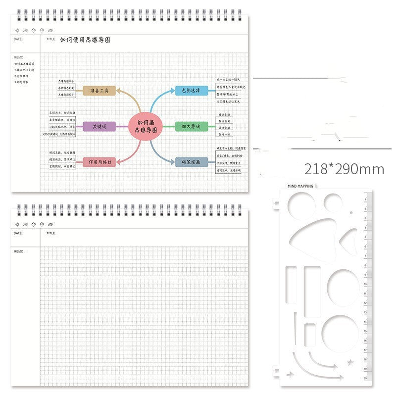 Cuaderno De Mapas Mentales Con Plantilla A4 Grande De Piel Suave